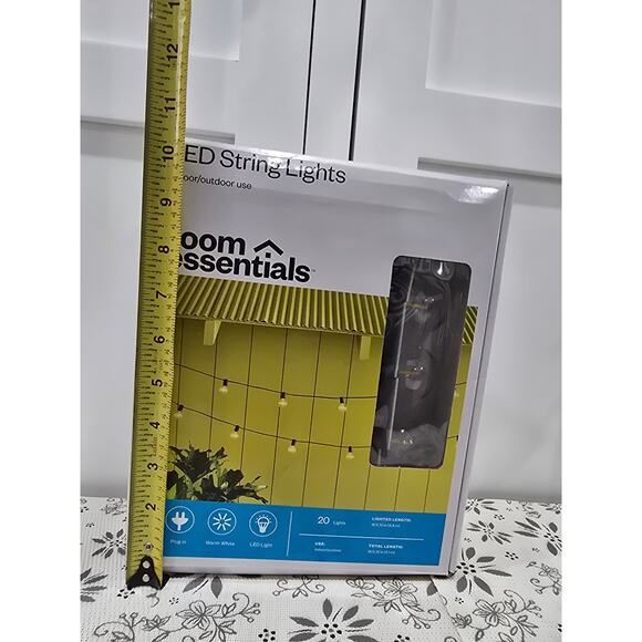 Room Essentials LED String Lights – Black Cord, Warm White - New in Box (Tested) - Picture 8 of 9